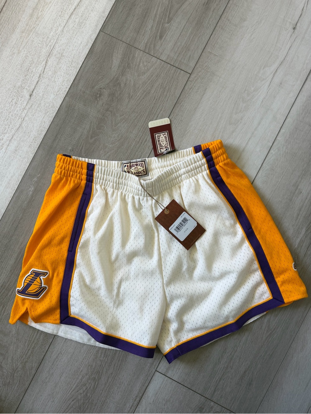 Mitchell & Ness Los Angeles Lakers White, Gold & Purple Women's Athletic Shorts